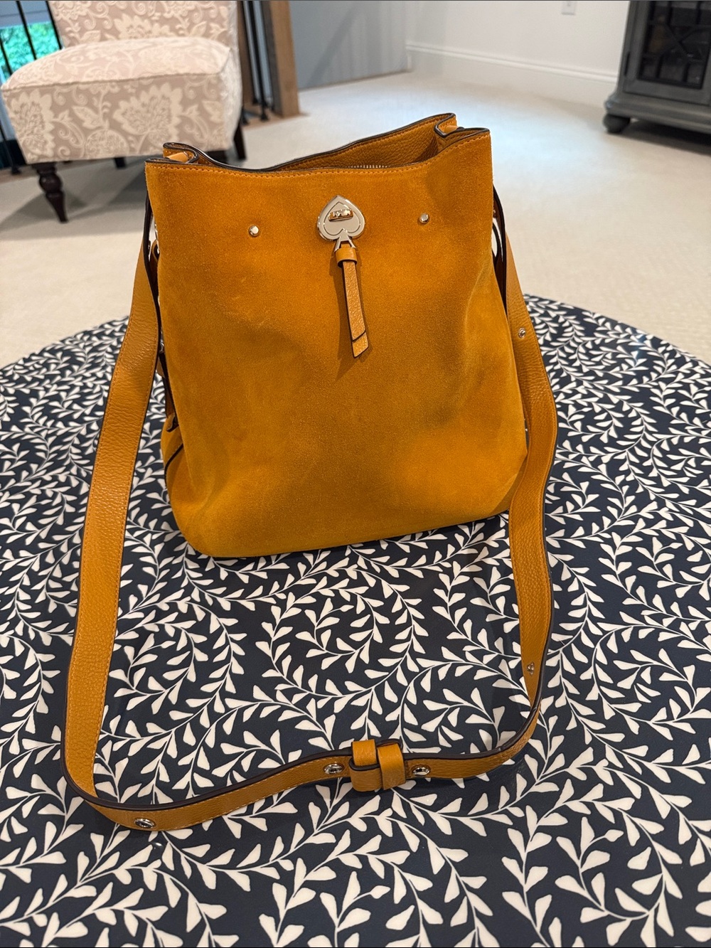 kate spade Mustard Suede Bucket Shoulder Bag